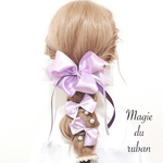 リボンのブーケのヘアドレス(パープル)