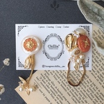 2wayサーモンピンクボタン ピアス/イヤリング