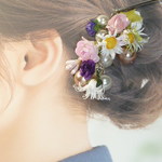 一年間の感謝をこめた特別品　ペーパーフラワーとパールのかんざし