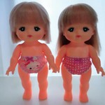 メルちゃんサイズ　パンツ２枚セット　うさぎ柄　ピンク水玉