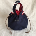 国産帆布の巾着バックnavy×red