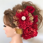 赤の和装髪飾り 振袖髪飾り✾