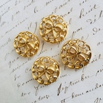 ■ときめくリボン■23mm■4個入■ ヴィンテージボタン  リボンゴールド [1130-23] アクセサリーに!! 