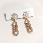 21mmパールゴールドカボション×ゴールドチェーンピアス／イヤリング ／樹脂／アレルギー対応／フォーマル／結婚式／お呼ばれ／大人可愛い 大ぶりパール