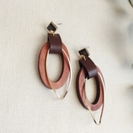 オーバルウッドピアス♯40