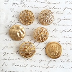 ■25mm■6個入■ ヴィンテージボタン  ゴールド バラ [1130-25] アクセサリーに!! 