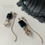 カットオニキス×チェーン　ピアス／イヤリング