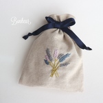 手刺繍巾着ポーチ ❁ ラベンダー