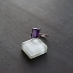アメジスト　レクタングルＣＺラインリング　SILVER925　