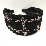 LINTON TWEED♡素敵なツイードをシンプルに♡深いブラックに淡いピンク♡カチューシャ♡幅広