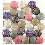 送料無料 ★ 28pcs Vintage Design ボタン変形型　MIXレトロカラー 20-G