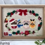 【ringaringo様専用】クリスマスのねこの額飾り