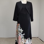 着物リメイクワンピース  留袖ドレス、ボレロ付き 　花