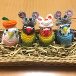 aya227さま専用ページ♡インコちゃん用♡ねずみちゃん帽子（グレーねずみ）& （白ねずみ）&みかんベレー帽子セット