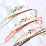 <15color>スエードのシンプル3連ブレスレット＊ビジュー&カラーパール