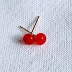 ミルフィオリ　ガラスピアス　オレンジレッド