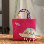 ハリネズミのミニトートバック＊ピンク＊倉敷帆布