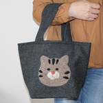 一点物【羊毛キジトラ風虎猫ちゃんのウールのたっぷりランチバッグ】