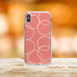 『サークルパターン コーラルレッド 』北欧風♬ iPhone/android ほぼ全機種対応 スマホケース ハードケース iPhone11 Galaxy Huawei ZenFone AQUOS