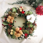 クリスマスリース*＊コットン&木の実