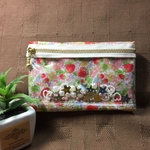 ポケットティッシュポーチ ラミネート かわいい ♪ 花と苺☆キラキラビーズシリーズ ♪ ティッシュが2個入る