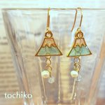 富士山✕アクアマリンのピアス　イヤリング　マスクチャーム