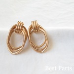 2pcs ピアスパーツ トリプルリング ゴールド