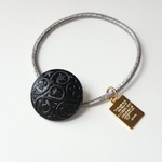 vintage CHANEL ガラスボタンのヘアゴム ブラック