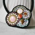 ビーズ刺繍ヘアゴム☆あの日の宝箱