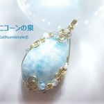 ブルーアラゴナイトペンダント（ワイヤージュエリー☆ワイヤーアクセサリー☆ワイヤーラッピング天然石ネックレス）