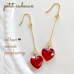 🆕 大人可愛い❣️揺れる真っ赤なハート❤️スワロフスキー✨ピアス
