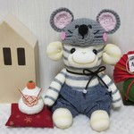 ソックモンキー　ねずみ帽もん①鏡餅付き