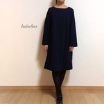 コットン起毛 Aラインワンピース(navy)