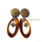790円☆半球花レジン☆オーバルリングのピアス/イヤリング