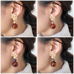 ［minne 限定］選べるカラー お花×べっ甲 大ぶりピアス・イヤリング