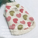 新作★裏毛キラキラハートお花畑★ピンク★犬服3S,SS,S,M,DS,DM★袖ありハイネックも可