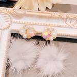 ミンクファーピアス   パールビジューピアス 2way