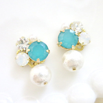 コットンパールとビジューのピアス/イヤリング✿フォレスト