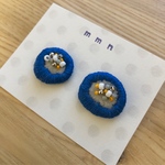刺繍のOHANAピアス(アオ)