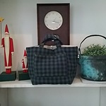 グリーンチェックのふかふかトート
