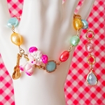 🌈パステル淡水パール🌈ファンシーパール♡ブレスレット🐩ピンクレトロ犬🐩