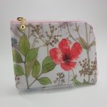 試作品 ボタニカル柄 L字 財布 イルマ（レッド）ビニコ マチあり