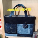 クルミボタンチャーム付き❣️デニム柄のBAG IN BAG❣️