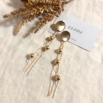 再再販＊ゴールドチェーンピアス／ロングピアス／イヤリング ／樹脂／アレルギー対応／ウェディング／結婚式／フォーマル／お呼ばれ／コンサバ／上品 ウエディング パーティー 入学式
