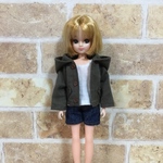 リカちゃん☆フード付きショートコート　カーキ