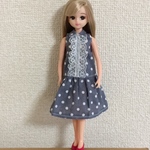 リカちゃん 丸襟 水玉のワンピース
