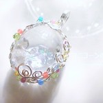 レインボークォーツペンダント（ワイヤージュエリー☆ワイヤーアクセサリー☆ワイヤーラッピング天然石ネックレス）