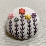 もこもこお花の刺繍　ブローチ(ナチュラル)