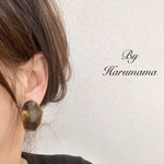 New◉一粒ブラウンマーブルピアス　イヤリング