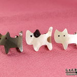 プチ可愛い！天然貝*小さな子猫（白・黒・三毛）*本真珠帯留め
